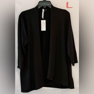 NY Collection Black Open-Front Cardigan
